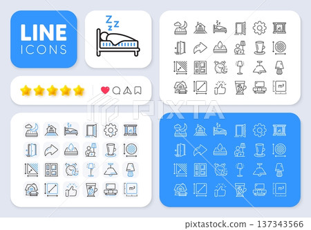 Circle area, Entrance and Square meter line icons for web app. Message, Share, Like social media icons. Pack of Waterproof mattress, Tv stand, Triangle area pictogram icons. Vector Circle area, Entrance and Square meter line icons for web app. Message, Share, Like social media icons. Pack of Waterproof mattress, Tv stand, Triangle area pictogram icons. Vector 137343566