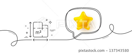 Floor plan line icon. Continuous line with 3d star. Room dimension sign. House area measurement symbol. 3d star in speech bubble. Floor plan single line ribbon. Loop curve pattern. Vector Floor plan line icon. Continuous line with 3d star. Room dimension sign. House area measurement symbol. 3d star in speech bubble. Floor plan single line ribbon. Loop curve pattern. Vector 137343580