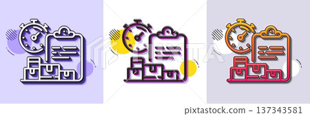 Delivery report line icon. Halftone dotted pattern. Gradient icon with grain shadow. Parcel documents sign. Express service symbol. Line delivery report icon. Various designs. Vector Delivery report line icon. Halftone dotted pattern. Gradient icon with grain shadow. Parcel documents sign. Express service symbol. Line delivery report icon. Various designs. Vector 137343581