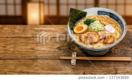 以食物樣本風格繪製的美味拉麵 137343600