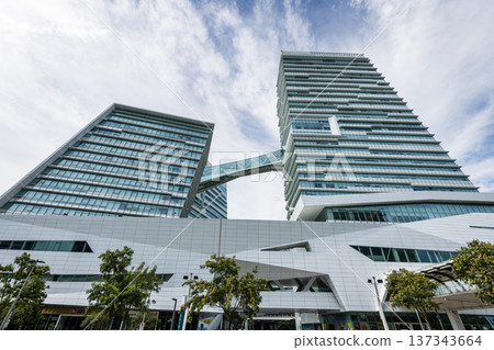 Modern building view of Chinatrust Commercial Bank (CTBC) Financial Park in Taipei, Taiwan. It houses the headquarters of CTBC Financial Holding. 137343664