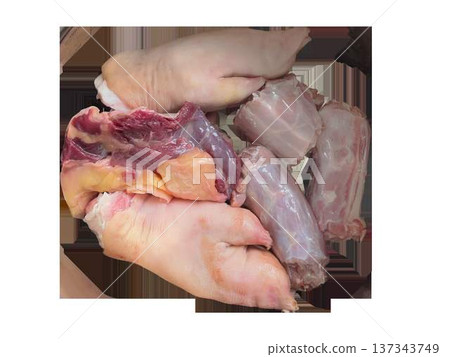 Raw Pork Set for Kholodets Aspic Isolated on Transparent Background. High quality photo 137343749