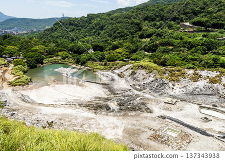 Beautiful view of Sulfur Valley Geothermal Scenic Area in Beitou of Taipei, Taiwan. Located within Yangmingshan National Park. 137343938