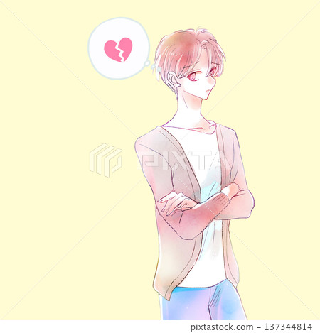 A suspicious man with his arms crossed in the front office, his heart broken 137344814