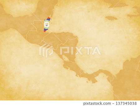 Ocher map of Central America - Belize Ocher map of Central America - Belize 137345038