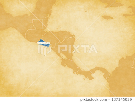 Ocher map of Central America - El Salvador Ocher map of Central America - El Salvador 137345039