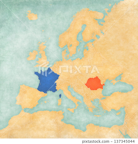 Map of Europe - France and Romania Map of Europe - France and Romania 137345044