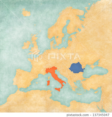 Map of Europe - Italy and Romania Map of Europe - Italy and Romania 137345047