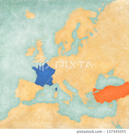 Map of Europe - France and Turkey Map of Europe - France and Turkey 137345055