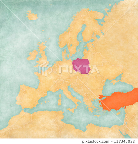 Map of Europe - Poland and Turkey 137345058