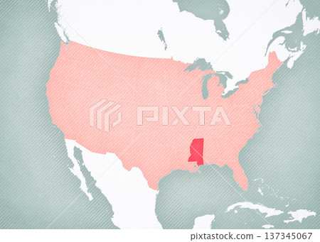 Map of United States of America - Mississippi 137345067