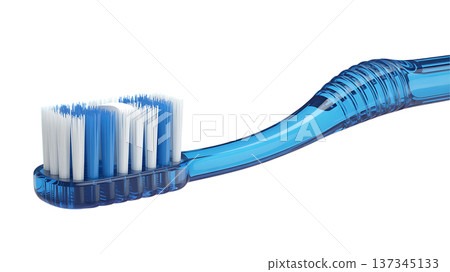 Blue Plastic Toothbrush with Soft Bristles and Ergonomic Handle for Easy Use 137345133