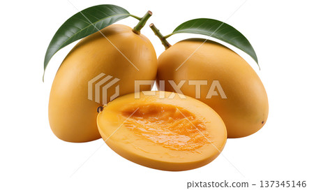 Fresh, Juicy Mango with Vibrant Yellow Skin and Smooth, Sweet Pulp 137345146