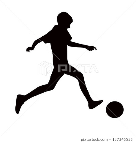 a boy playing football silhouette vector 137345535