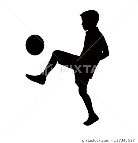 a boy playing football silhouette vector 137345537