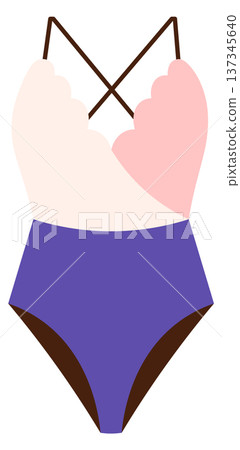 One piece female swimsuit cartoon clothing icon One piece female swimsuit cartoon clothing icon 137345640