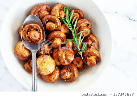 fried mushrooms, with spices, in soy sauce, vegetarian food, homemade, no people, fried mushrooms, with spices, in soy sauce, vegetarian food, homemade, no people, 137345657