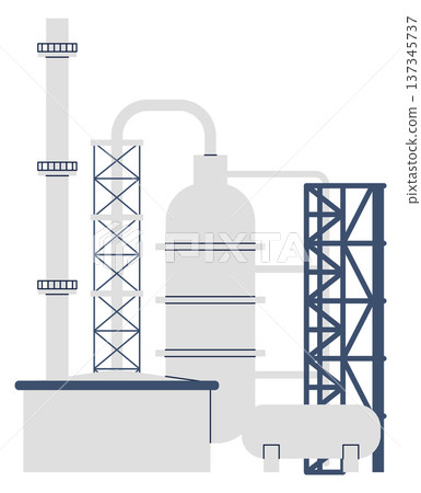 Chemical refinery plant color icon. Industrial building 137345737
