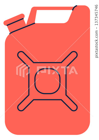 Red jerrycan icon. Fuel metal canister drawing 137345746