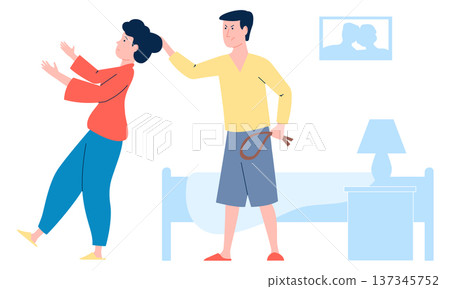 Family abuse color icon. Aggressive man behavior Family abuse color icon. Aggressive man behavior 137345752