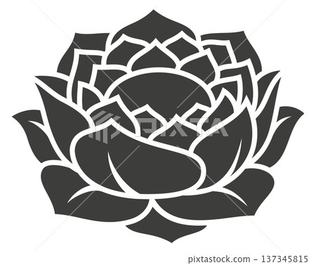 Natural bloom logo. Black petal flower shape 137345815