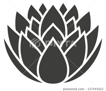 Meditation floral symbol. Blooming lotus black logo Meditation floral symbol. Blooming lotus black logo 137345822