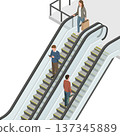 People on escalator isometric illustration 137345889