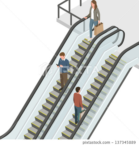 People on escalator isometric illustration 137345889