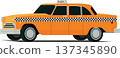 Vintage taxi angled front side view illustration 137345890
