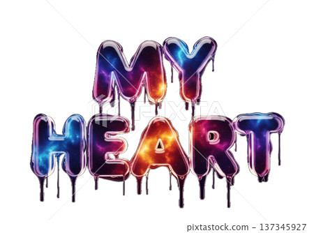 Vibrant 'my heart' graffiti text with colorful drips on transparent background Vibrant 'my heart' graffiti text with colorful drips on transparent background 137345927