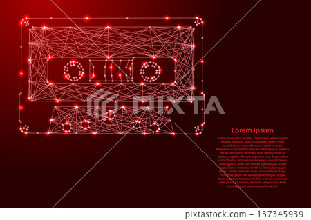 audio cassette from futuristic polygonal red lines and glowing stars for banner, poster, greeting card 137345939