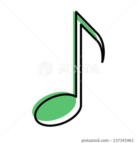 music note contour with green shadow 137345961