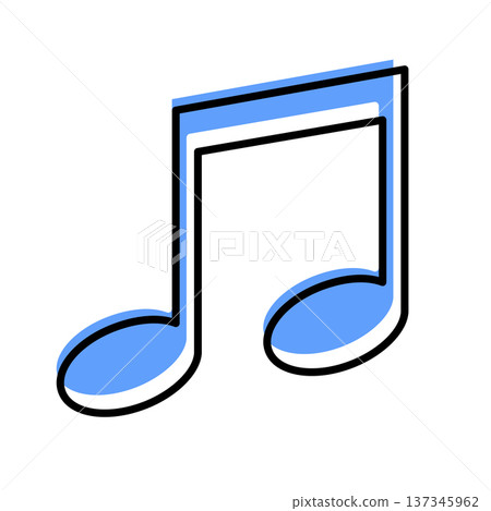 two music note contour with blue shadow 137345962