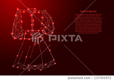 womens dress with sleeves from futuristic polygonal red lines and glowing stars for banner, poster, greeting card womens dress with sleeves from futuristic polygonal red lines and glowing stars for banner, poster, greeting card 137345972