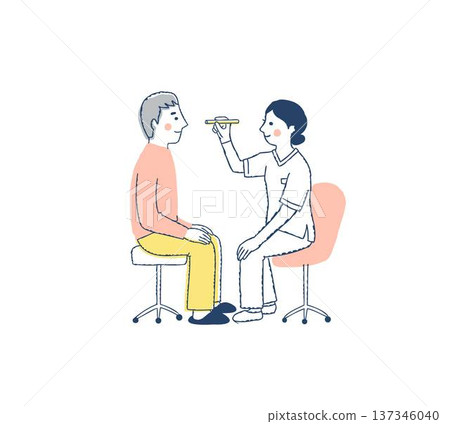 醫生和男病人正在接受手電筒檢查 137346040