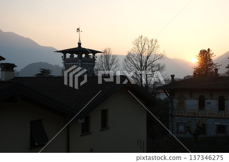 Epic Como lake view trees and fog 137346275