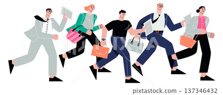 Career race concept. People running for business goal 137346432