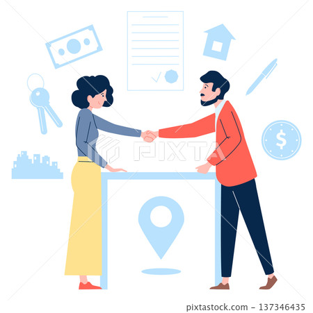 House sale deal. Property agreement color concept House sale deal. Property agreement color concept 137346435