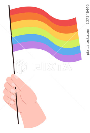 Rainbow flag in human hand. Lgbt pride symbol Rainbow flag in human hand. Lgbt pride symbol 137346446