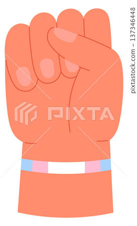 Human fist in transgender flag bracelet color icon 137346448