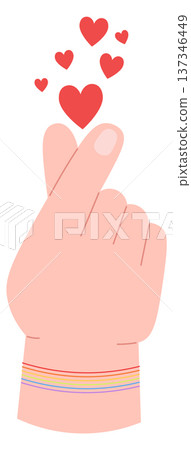 Hand show love gesture. Pride month symbol Hand show love gesture. Pride month symbol 137346449