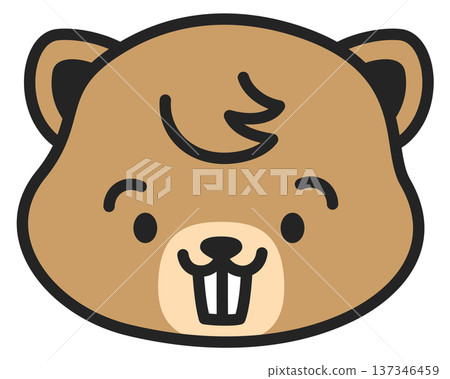 Beaver head color icon. Kawaii forest animal 137346459