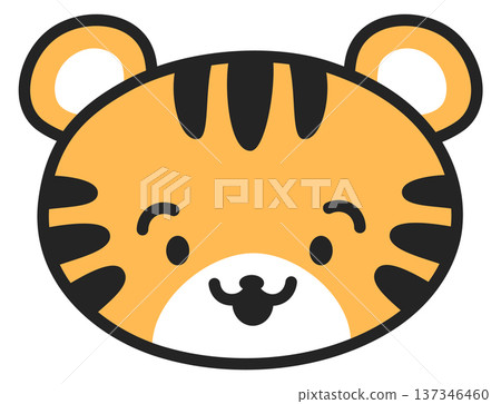 Tiger face. Kawaii animal portrait. Zoo icon 137346460