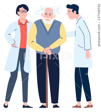 Medical help for old people. Confused elderly man support 137346592