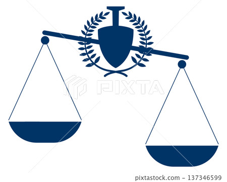 Imbalanced scales logo. Libra icon. Justice symbol 137346599