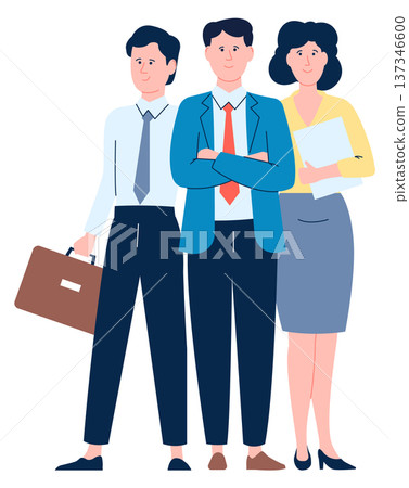 Business team standing together. Leadership color icon Business team standing together. Leadership color icon 137346600