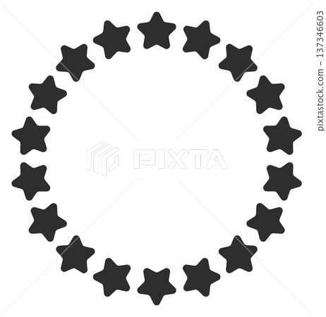 Simple star round border. Black decorative frame Simple star round border. Black decorative frame 137346603