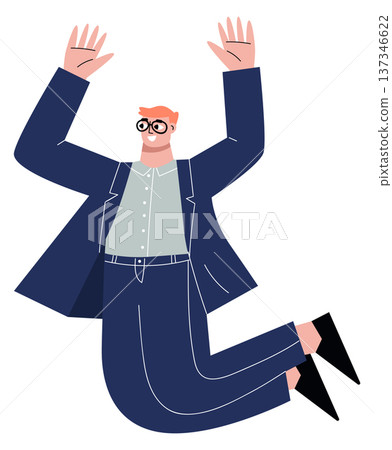 Jumping corporate worker. Business success color icon Jumping corporate worker. Business success color icon 137346622