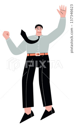 Business character excitement. Work success joy icon Business character excitement. Work success joy icon 137346623