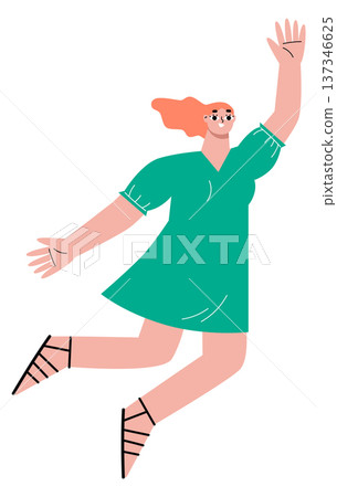 Flying woman in air. High jump freedom icon Flying woman in air. High jump freedom icon 137346625